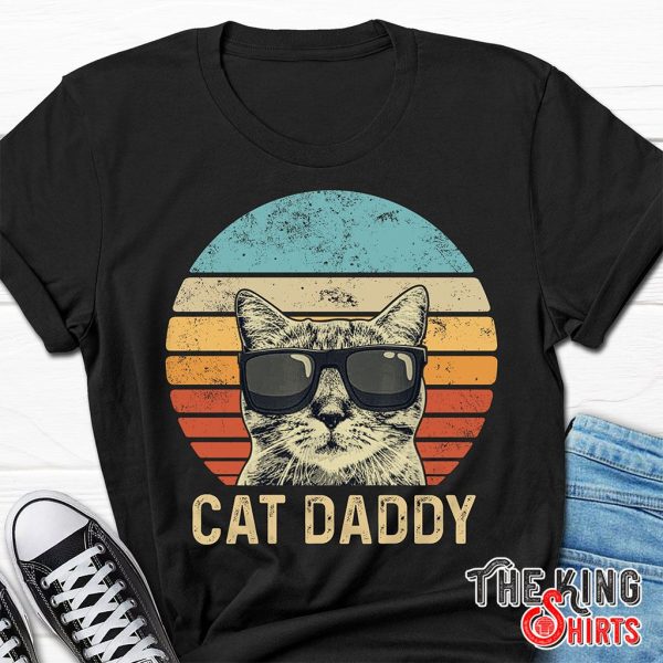 vintage retro cat daddy father's day t-shirt