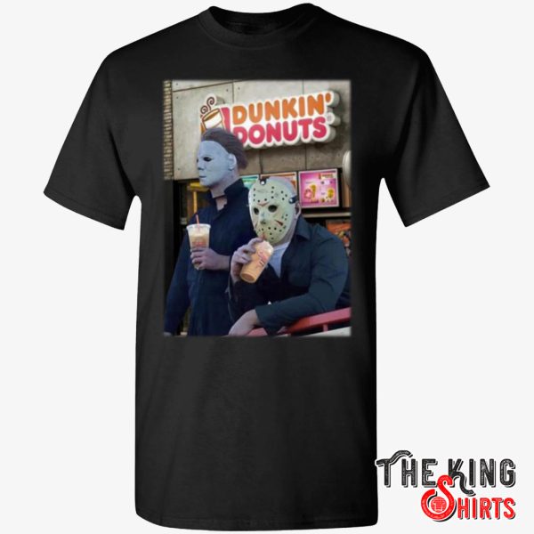 jason and michael myers dunkin donuts t shirt