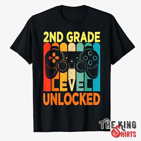 retro 2nd grade level unlocked video game t shirt