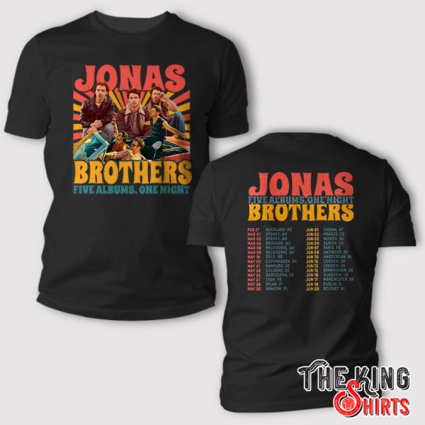 jonas brothers five albums one night tour t shirt