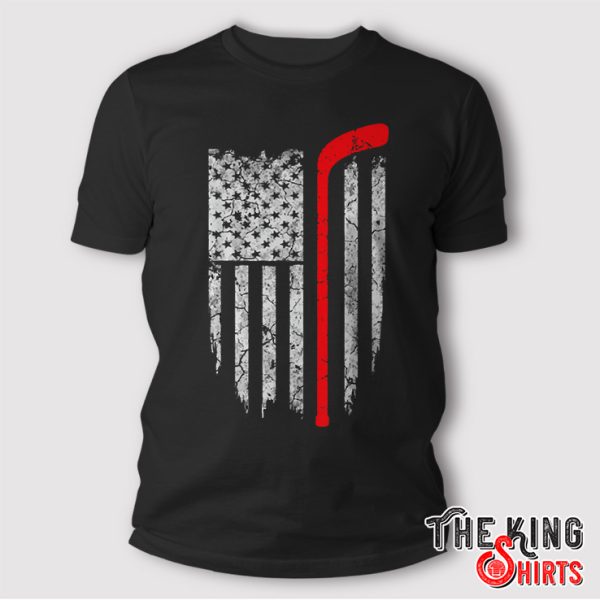 Hockey American Flag T-shirt Gift