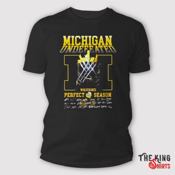 Michigan Wolverines Mich M Undefeated Perfect Season 15-0 Signatures Shirt