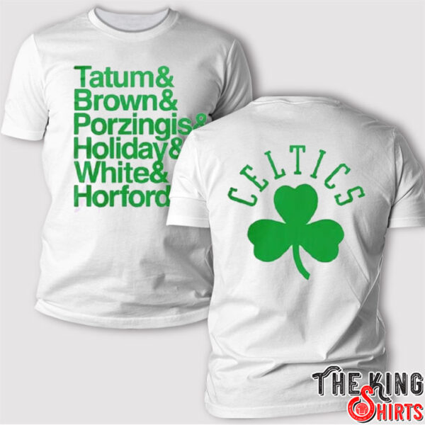 Celtics Player Names Parade Tatum Brown Porzingis Holiday White Horford T Shirt