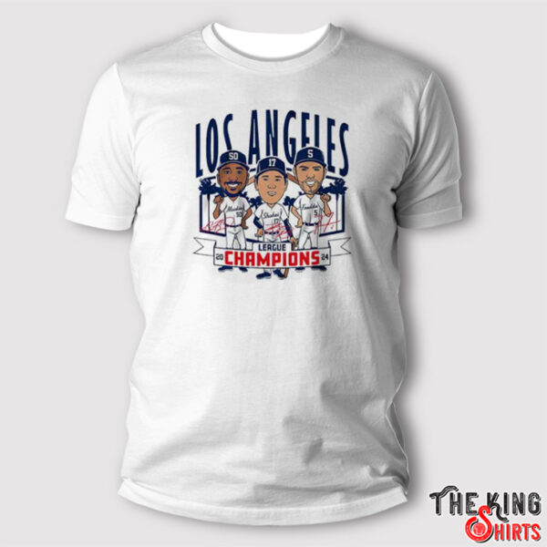 Los Angeles Dodgers Cartoon League Champions Caricatures Signature MLB Shirt