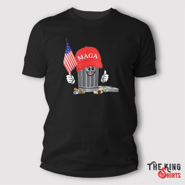 Funny Trump MAGA Garbage Can American Flag Shirt