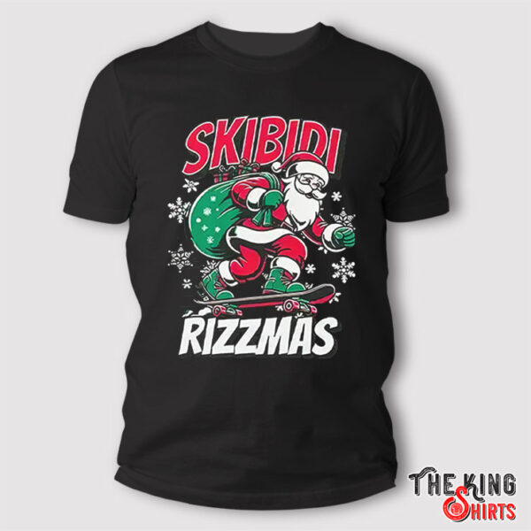 Skibidi Rizzmas Santa Clause Skating Board Xmas T Shirt